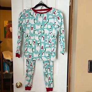 Kids Polar Bear Pajama Set - Red and Blue